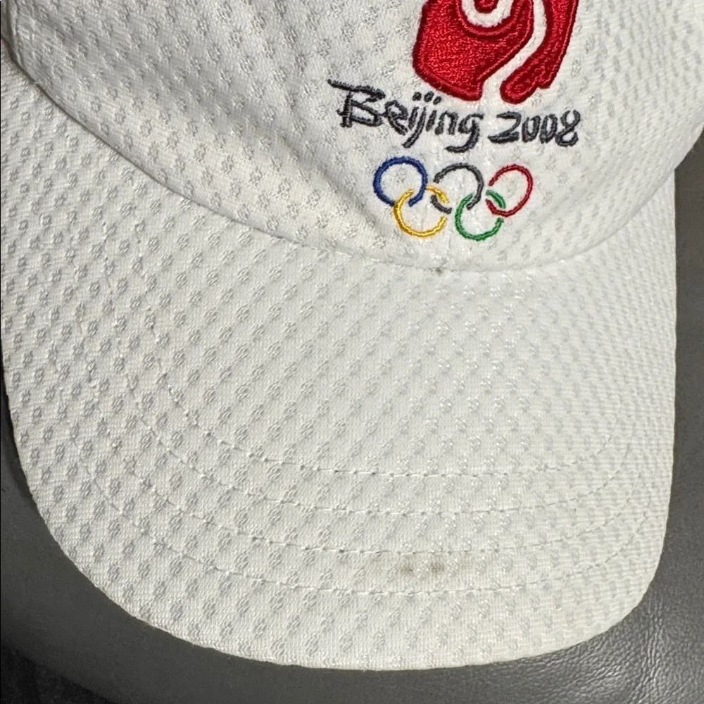Beijing 2008 Olympics 100% Polyester Velcro White Cap